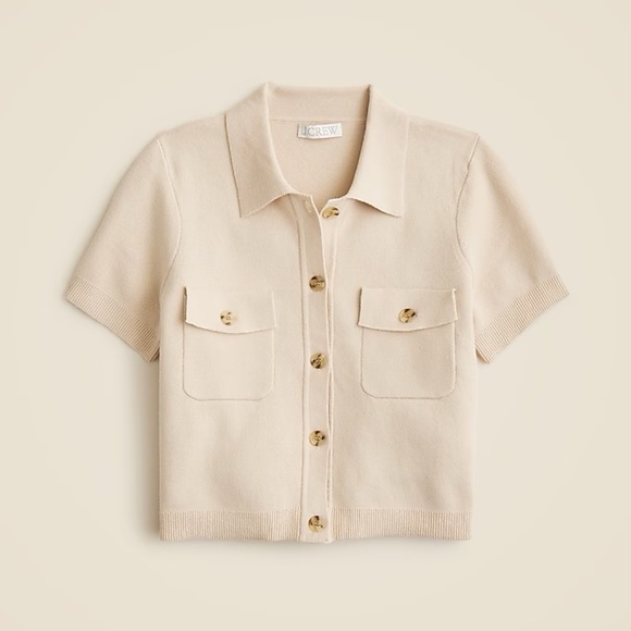 NWT J.Crew Short-sleeve pocket cardigan Sweater Toasted Cream S - Picture 7 of 7